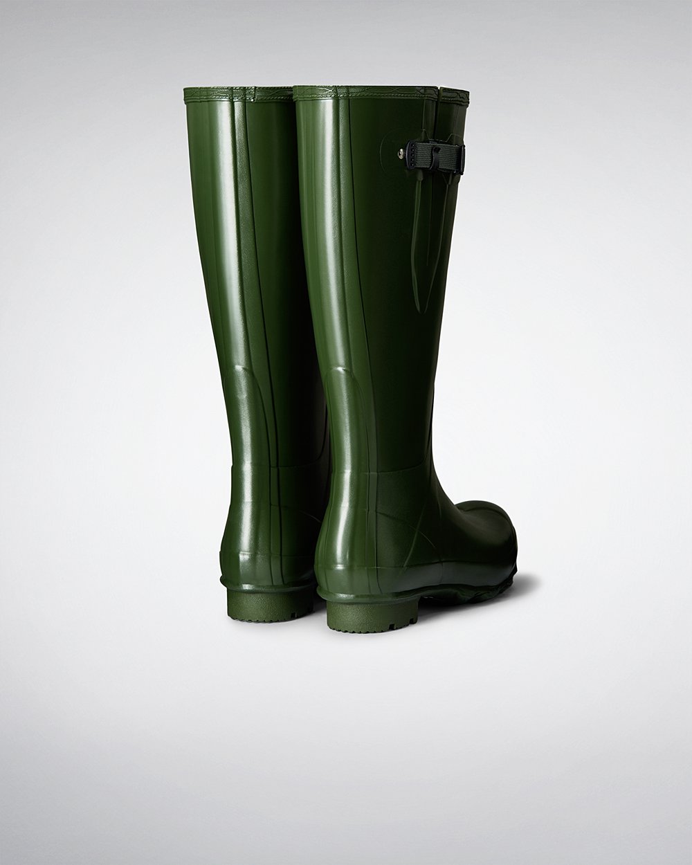 Mens Tall Rain Boots - Hunter Norris Field Side Adjustable (18RETYVGW) - Green